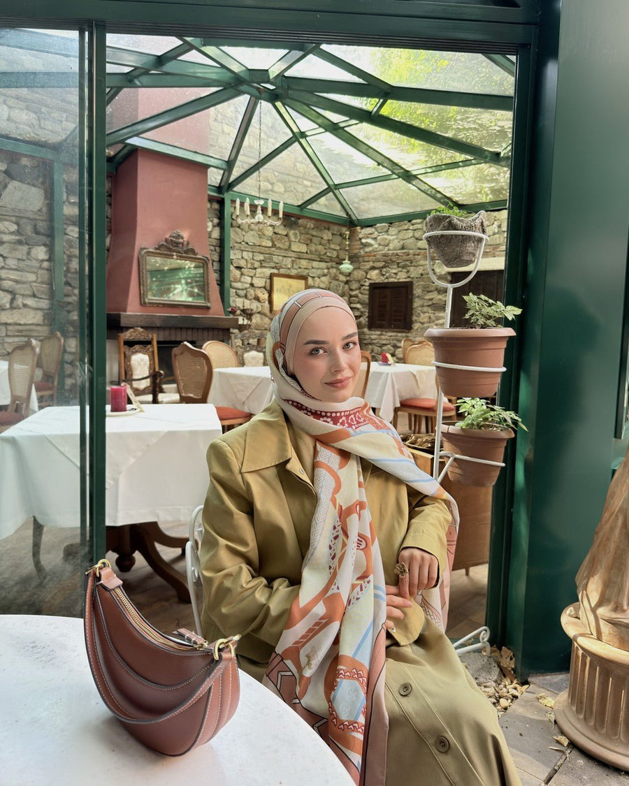 Siena Pamuk İpek Şal Turuncu kombin