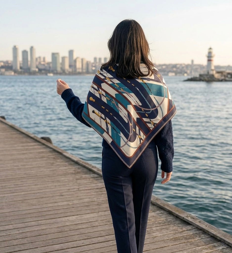 Twill İpek Eşarp Lacivert