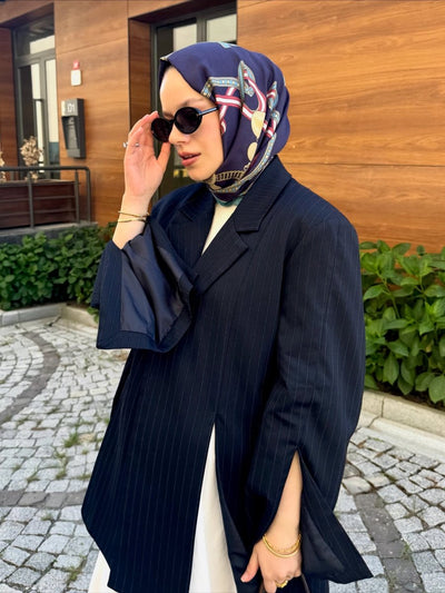 Royal Pamuk İpek Lacivert Şal