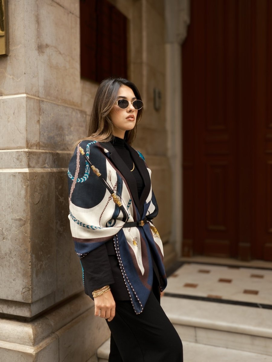 Kaşmir Omuz Şalı Lacivert