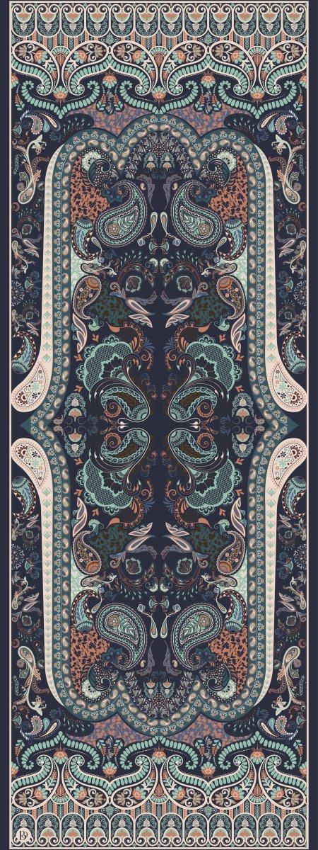 Paisley Harmony Yün İpek Lacivert