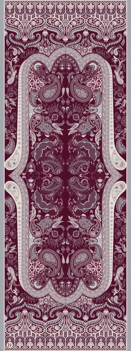 Paisley Harmony Yün İpek Bordo