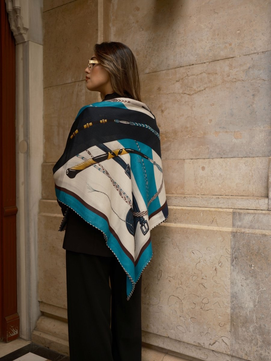 Kaşmir Omuz Şalı Lacivert