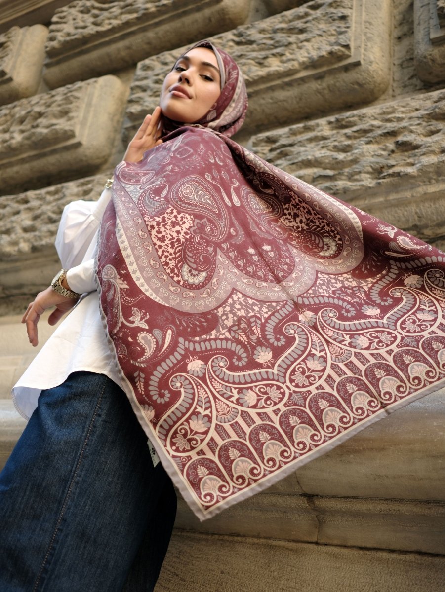 Paisley Harmony Yün İpek Bordo