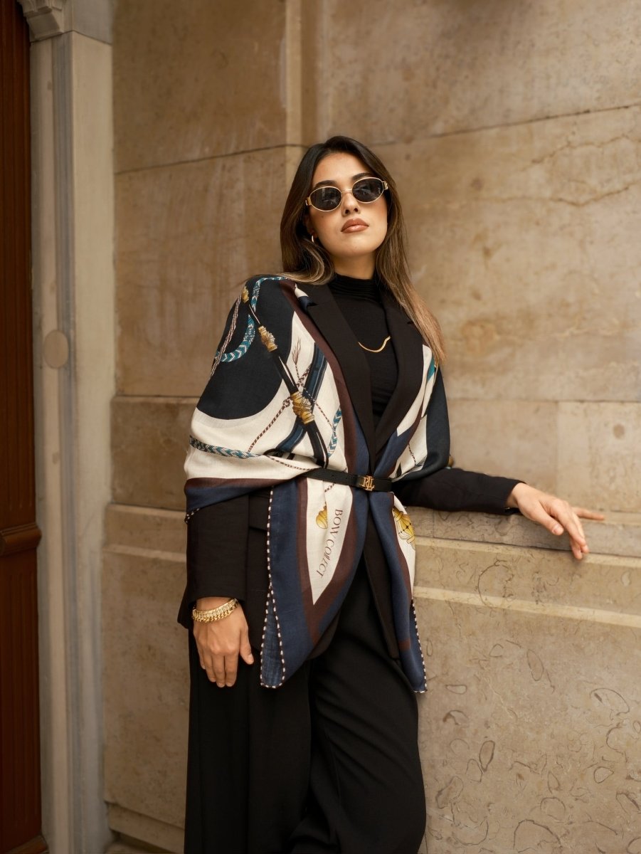 Kaşmir Omuz Şalı Lacivert