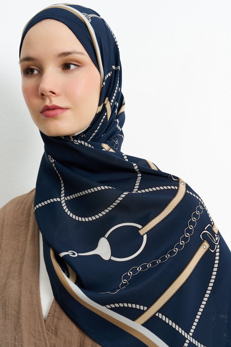 Beltia İpek Şal Lacivert