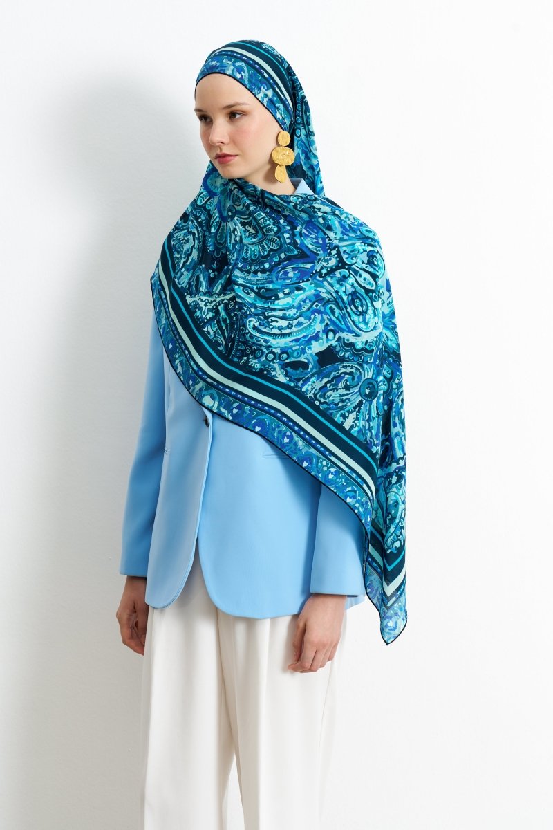 Leila İpek Şal Mavi