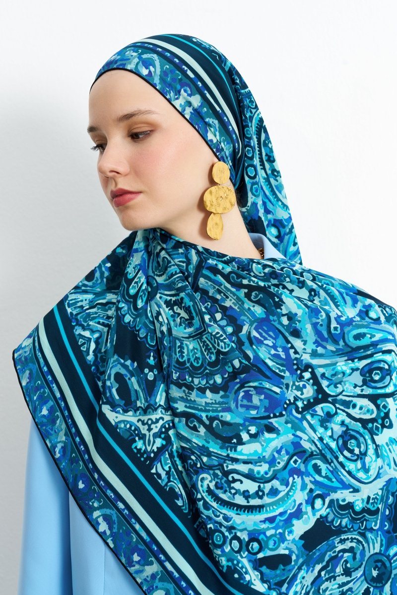 Leila İpek Şal Mavi