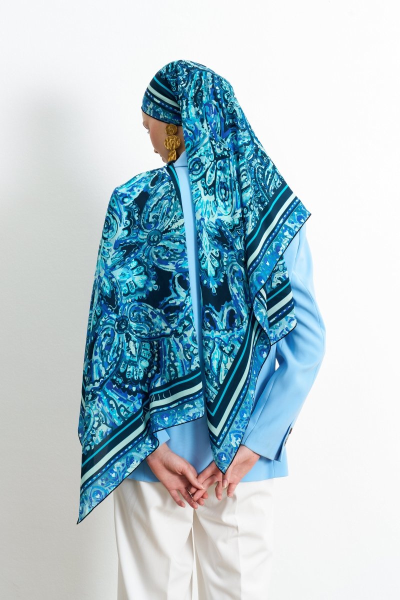 Leila İpek Şal Mavi