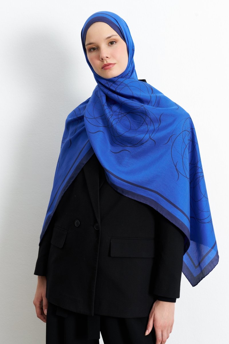 Aisha Pamuk İpek Saks Mavi