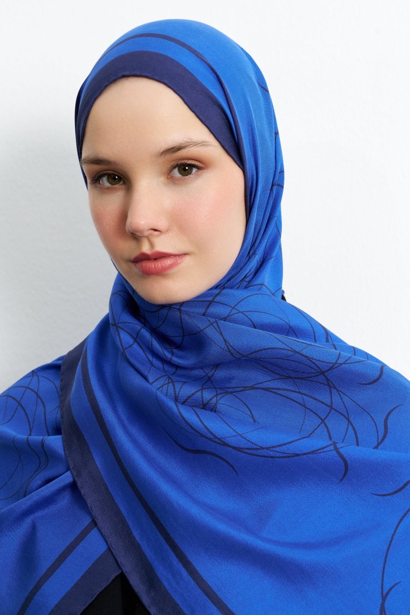 Aisha Pamuk İpek Saks Mavi