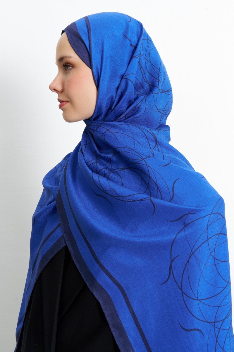 Aisha Pamuk İpek Saks Mavi